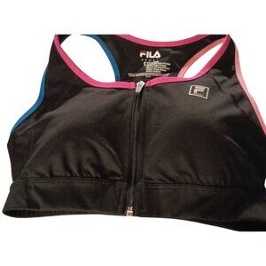 Fila Sport Women's Size Small black Nylon/Spandex Blend Racerback Zip Sports Bra